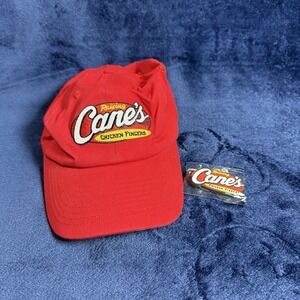 Raising Canes Red Trucker Style Snapback Hat And Keychain